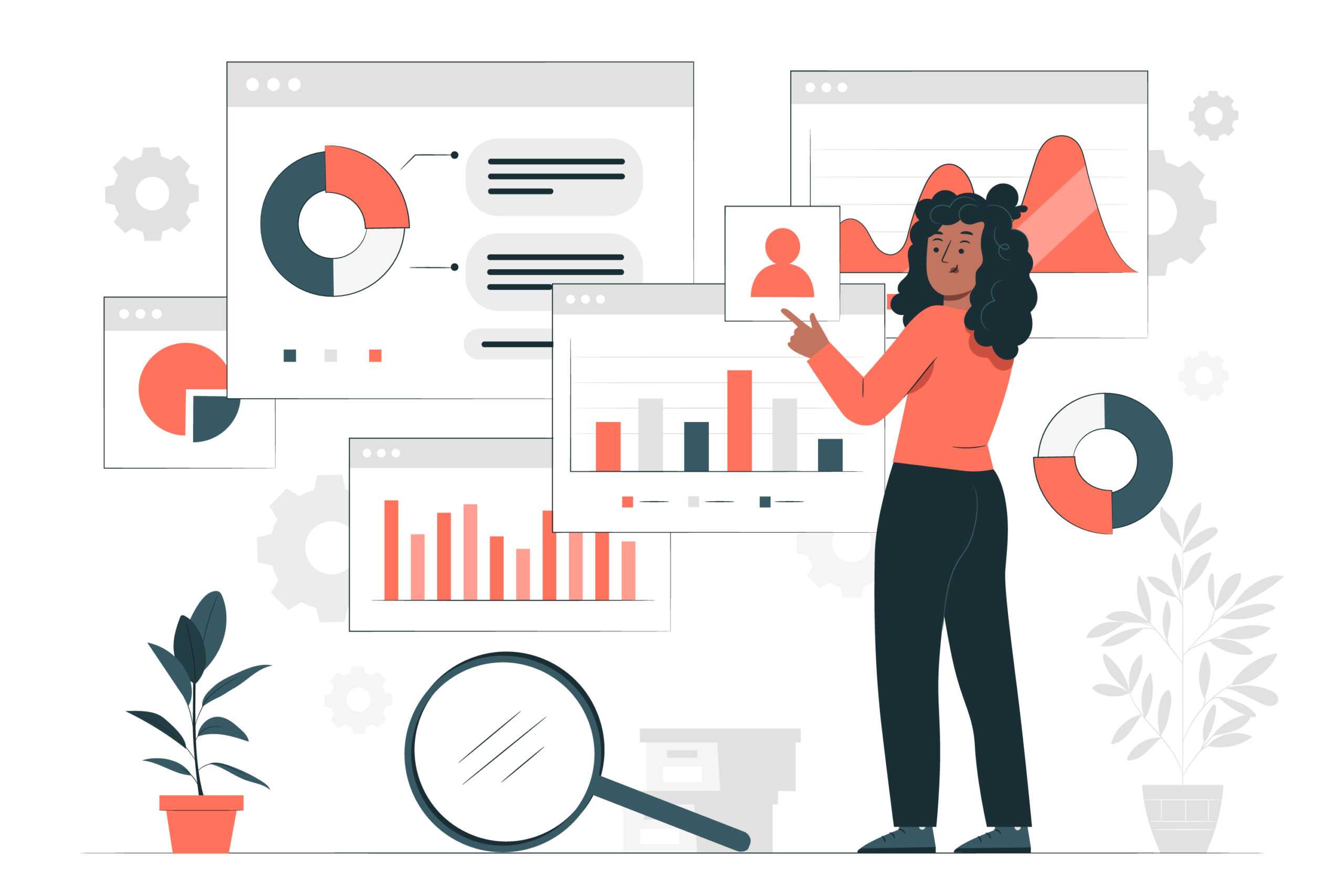 illustration of a person analysing data
